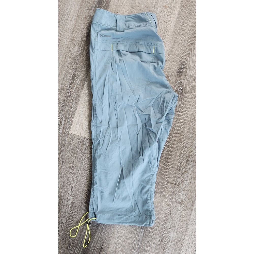 Columbia Omni-Shade Women Blue Grey Capri Hiking Pants Size 10 Adjustable Hem